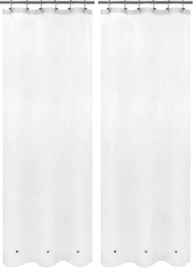 Barossa Design Frosted Stall Shower Curtain Liner with 3 Magnets - 36" x 72", Waterproof PEVA Shower Liner for Small Bathroom Stall, PVC Free, Metal Grommets - Frost, 36X72 (Pack of 2)
