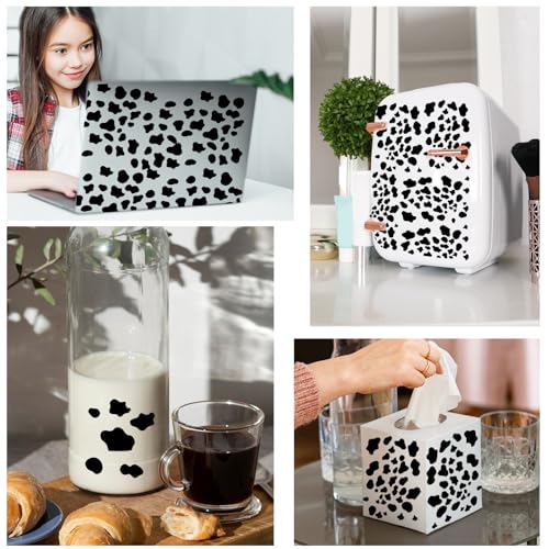 286Pcs Cow Print Stickers, Black Cow Print Decor Decals for Wall Cars Cups, Self-Adhesive Vinyl Peel and Stick Wall Decals for Bedroom Living Room Bathroom Home Wall Decor