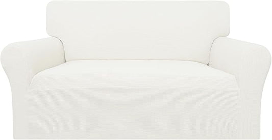 Easy-Going 100% Waterproof Oversized Loveseat Couch Cover, Dual Waterproof Sofa Cover, Stretch Jacquard Sofa Slipcover, Leakproof Furniture Protector for Kids, Pets, Dog and Cat, Cream