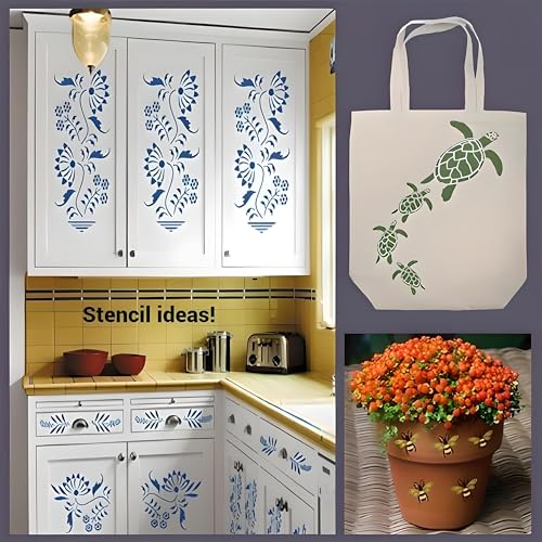 Rosemaling Stencil Set of 6 ? Reusable Scandinavian Folk Art Templates Painting on Wood, Walls, Fabric, Tattoos, Furniture ? Ideal for DIY Crafts & Home Decor ? The Artful Stencil