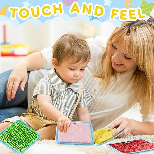 Haull 15 Set Sensory Mats Assorted Textured Sensory Floor Tiles Room Wall Panel Sensory Exercise Tactile Toy for Autistic Children Kids Baby Toddler Fidgeting Activity(Square,5.91 Inch)