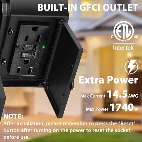 Porch Lights with GFCI Outlet, Dusk to Dawn Motion Sensor Outdoor Lights with E26 Sockets & Glass Shades, Waterproof Anti-Rust Sconce Light, Outside Wall Lamps for House, Black