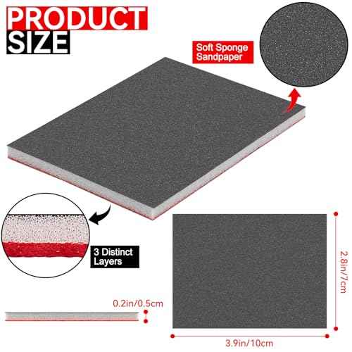 21 Pcs Sanding Block Grit Pads 180-2000 Assortment Kit, Sunoyar Sandpaper Soft Foam Pads Dry Wet, Fine Grit Sanding Sponge for Wood Furniture Drywall Plastic Metal Paint