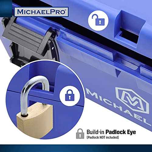 MichaelPro MP014035 17-Inch Tool Box | Removable Inner Tray | Carrying Case for Screws, Bolts, Nuts, Toys, Small Parts Organizer for Fasteners and Crafts