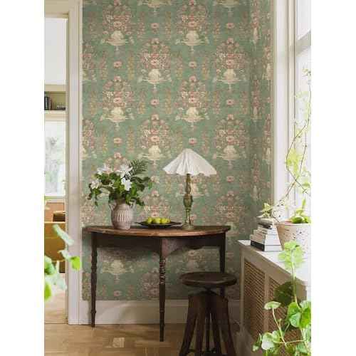 Orainege Floral Wallpaper Peel and Stick Wallpaper Modern Contact Paper 16.9in x 118.1in Self Adhesive Wall Paper for Bedroom Bathroom Shelf Liner Decor Removable
