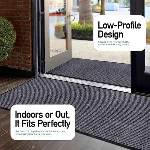 MaxMat¢ç Heavy Duty Floor Mat - Large Commercial, Indoor/Outdoor, Waterproof, Low-Profile, Easy to Clean Doormat (2 x 6 Feet, Grey, MXM-RIB0026GY)