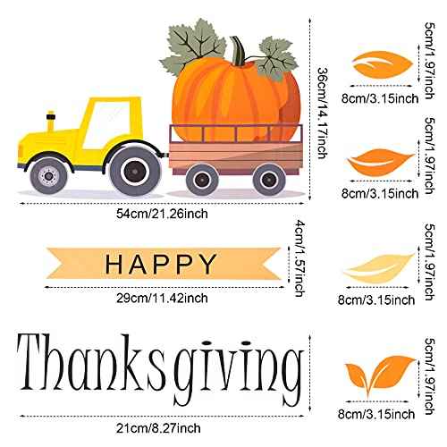 5 Pieces Thanksgiving Wall Stickers Maple Leaves Blessed Wall Decals Thankful Autumn Pumpkin Window Clings Fall Harvest Wall Art Decor Wall Stickers for Kitchen DIY Living Room Bedroom