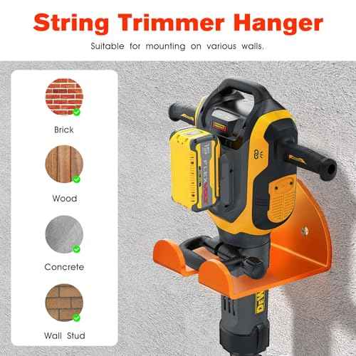 Weedeater Hanger for Garage Wall, Garage Organizer Trimmer Rack, Weed Wacker Holder, Weed Eater Holder Wall Mount for Grass Trimmer, Hedge Trimmer, Garage Trimmer Garden Tools - 2 Pack