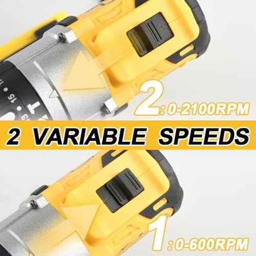 1/2" Cordless Drill Driver 798 in-lbs 25+3 Clutch 2 Speed Modes Power Drill with 2 x 1.5Ah Li-ion Battery, Fast Charger, 24pcs Accessories and Carry Case for Home Improvement, DIY Project