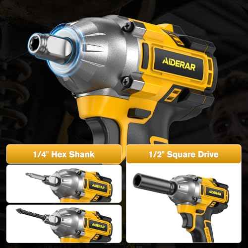 Cordless Impact Wrench for DeWalt Battery, 500Nm (369Ft-Lbs) 1/2" & 1/4" Brushless Impact Gun, 2-Speed High Torque Power Tool for Tire Removal, Rusted Bolts, Car Maintenance(No Battery)