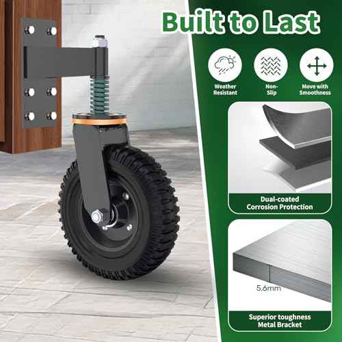 8 Inch Gate Wheel, Suitable for Metal Tube Gates, Capacity 750 Lbs, 360 Degree Rotation, Equipped with Spring Loaded Heavy Duty Gate Wheel, with Installation Tools