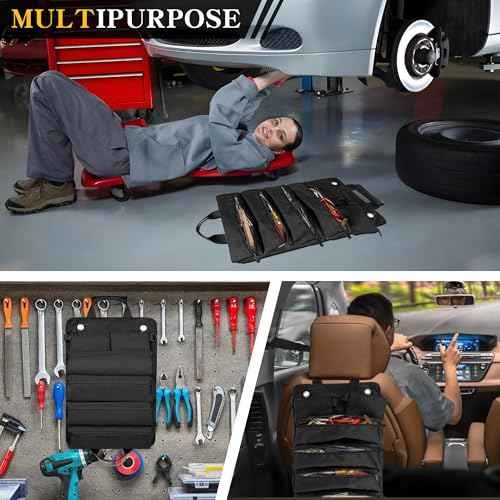 Roll Up Tool Bag - Portable Tool Bags with Multiple Pockets, Durable Tool Bag Organizer for DIY/Mechanics/Car Repair - Compact Tool Organizer Bag - Ideal Tool Bags for Men Outdoor Adventures