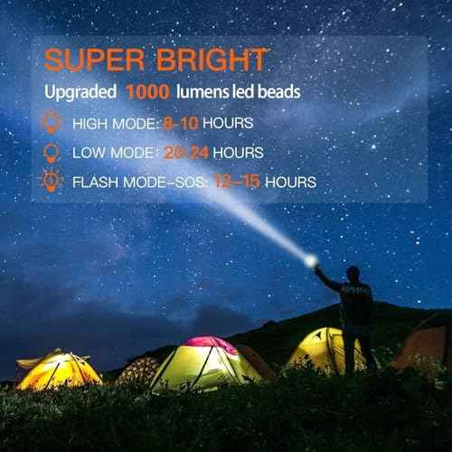 BUYSIGHT Rechargeable Spotlight,1000000 Lumens Spot Lights Hand held High lumens Large Flashlight Handheld Spotlight Lightweight and Super Bright Flashlight (Aluminium_Alloy Golden)