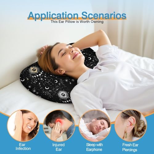 Ear Piercing Pillow for Side Sleepers with Washable Cover Pillows with Holes for Ear Pain,Donut Pillow for Adults CNH Ear Pain Relief Pressure Sores Ear Pillow with Hole in Center