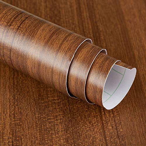 JSEVEM 16"¡¿118" Walnut Wood Wallpaper Peel and Stick Faux Brown Walnut Wood Grain Contact Paper Self Adhesive Wood Wallpaper Vinyl Wrap Furniture Sticker for Kitchen Countertops Cabinets Table Desk