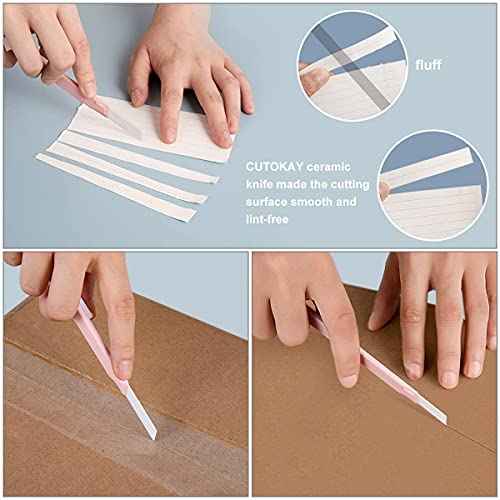 Ceramic Box Cutter Utility Knife Ceramic Blades Finger Safe Paper Knives Retractable Craft Cutter Friendly Cutters for Foam Cardboard Cutting Auto-Lock clip [5-Pack]