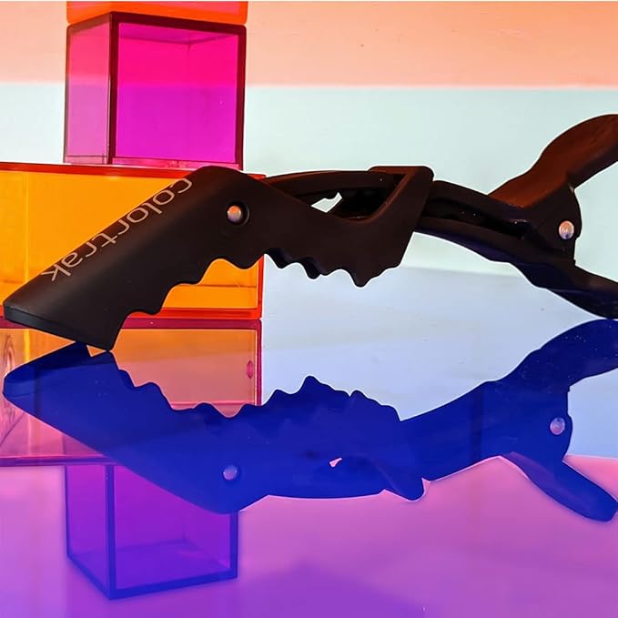 Colortrak Croc Hair Sectioning Clips, Section Large Amounts of Hair while Coloring, Cutting, and Styling, No Slip Rubber Grip, Black, Includes 4 Clips