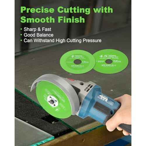 10 Pcs Glass Cutting Disc for Angle Grinder, 4" X 7/8" Tile Cutting Disc, Green Glass Cutters, Ultra-Thin Diamond Saw Blade Wheel for Tile Jade, Crystal, Wine Bottles