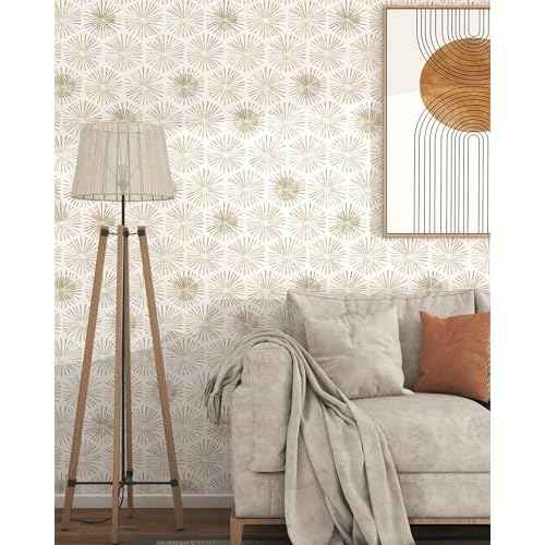 Modern Peel and Stick Wallpaper Boho Self Adhesive Wallpaper Peel and Stick Geometric Contact Paper White and Beige Wall Paper Removable Wallpapers 17.3''¡¿78.8'' for Bedroom Bathroom Cabinets Decor