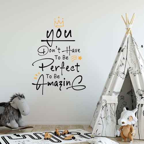 Motivational Stickers - You Don't Have to Be Perfect to Be Amazing Wall Decals Peel and Stick, Inspirational Quotes Vinyl Stickers, 17¡¿24 inch Wall Decor for Living Room Bedroom Office (Style1)