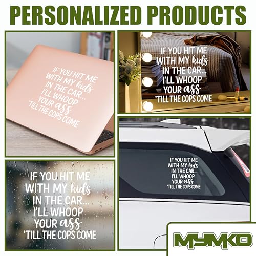 If You Hit Me with My Kids in The Car I'll Whoop Your Ass Till The Cops Come Decal, Car Window Decals, 6 Inches UV DTF Tranfer Car Stickers, Weatherproof Car Truck Window Bumper Sticker