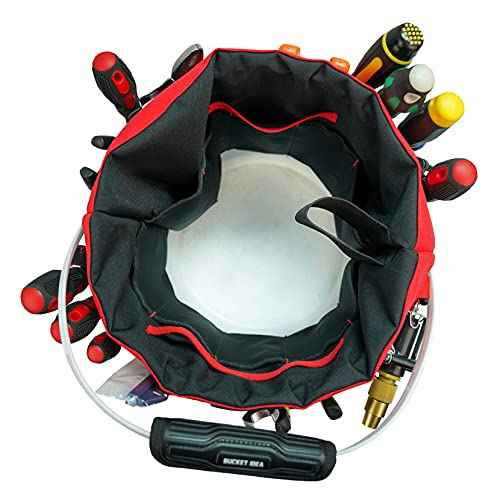 MELOTOUGH Bucket Tool Organizer With 35 Pockets Fits to 3.5-5 Gallon Bucket (Red)