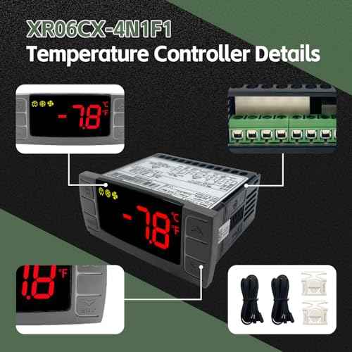 XR06CX-4N1F1 Temperature Controller with NTC Temperature Sensor Probe Compatible with Dixell XR06CX-4N1F1 Temperature Thermostat Fit for 120V 50-60Hz Commercial Refrigerators/Freezer (with Clasp)