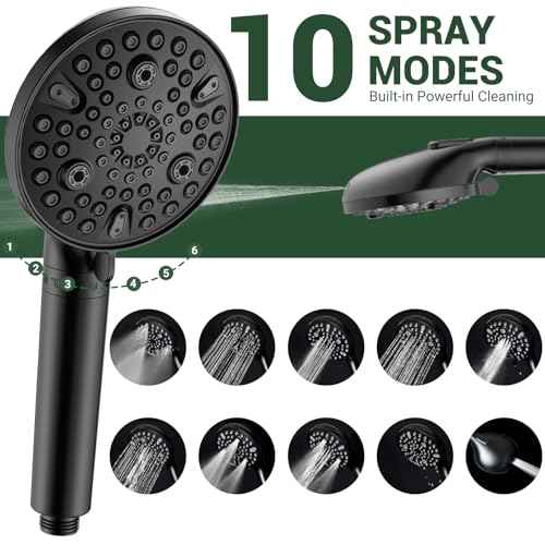Rain Shower Head with Handheld Spray Combo,High Pressure Filtered Handheld Shower Head with 10-Spray for Bathroom Upgrade,10" Height/Angle Adjustable Bar,71" Long Hose (Matte Black)
