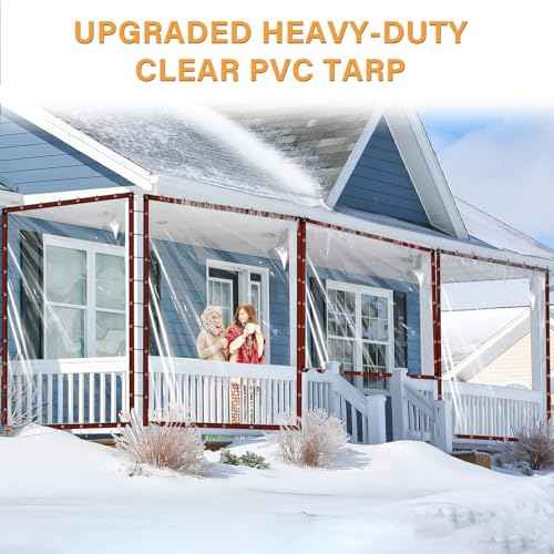 10X20FT Clear Tarp Waterproof with Increase Grommets 33FT Windproof Rope Ties, Heavy Duty PVC Vinyl Tarps Transparent Tarpaulin for Patio Enclosure Outdoor Porches Canopy Henhouse Rainproof Covering
