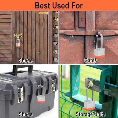 6pcs Solid Keyed Alike Padlock with 12 Same Keys - Resist Cutting, Gym Locker Lock with Key, Storage Pad Lock for Locker Gym Gate Outdoor Indoor Use (Long Shackle)