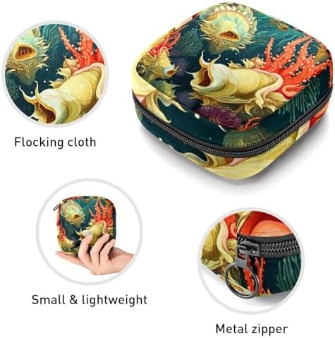 Sea Slug Sanitary Napkin Storage Bag, Tampons Collect Holder Purse, First Period Kit for Girls Women, Pad Bag for Period for School