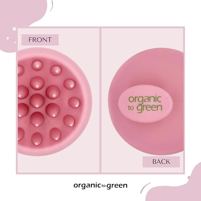 Organic To Green - Silicone Hair Brush (Pink) Soft Silicone Bristles to Remove Dandruff, Waterproof Hair Scrubber for Both Wet Dry Hair, Suitable for Men & Women (Pink)