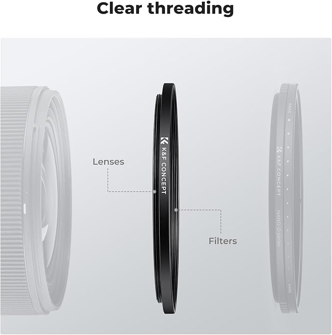 K&F Concept 52-77mm(2 Pcs) Step-Up Ring Adapter, 52mm to 77mm Step Up Filter Ring for 52mm Lens Install 77mm ND CPL UV Lens Filter