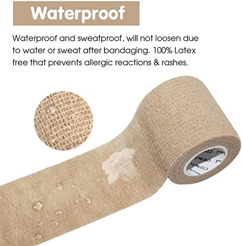 Self Adherent Cohesive Bandage 2"x5 Yards First Aid Bandages Stretch Sport Athletic Wrap Vet Tape for Wrist Ankle Sprain and Swelling,Skin(12 Rolls