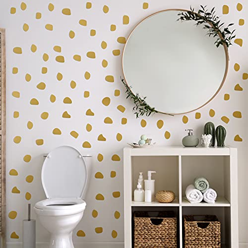 Outus 500 Pieces Irregular Polka Dots Boho Wall Decal Vinyl Nursery Wallpaper Sticker Wall Decor Peel and Stick Dot for Kids Baby Girl Bedroom Home Classroom Decoration(Gold)
