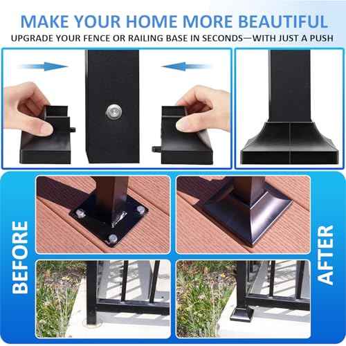 24Pcs Plastic Post Base Cover fit 2" Post, Decorative Square Railing Base Trim, Post Base Plate Cover,Durable Fence Post Flange Skirt for Patio, Porch, Stair, and Railing Systems, UV-Resistant, Black