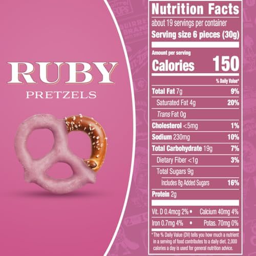 Squirrel Brand Ruby Cacao Pretzel Twists, 20oz Resealable Jar, Sweet & Salty Crunchy Snack, Gourmet Ruby Couverture Pretzel Treats, Premium Gift Idea, Holiday & Party Snack, Indulgent Artisan Ruby Treats
