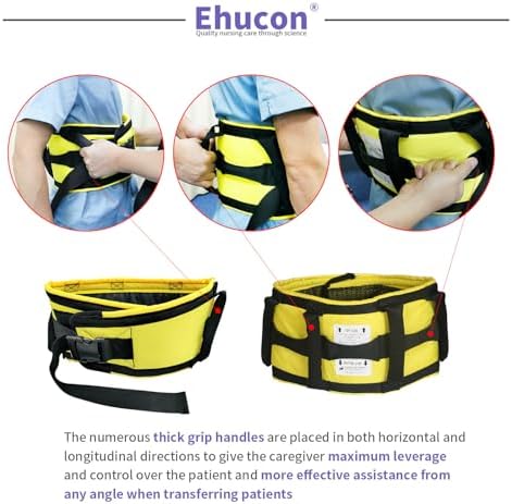 Gait Belts with Padded Handles,Transfer Belts Physical Therapy Belt for Seniors Moving, Lifting Belt Assist Patient/Elderly(Yellow, Medium)