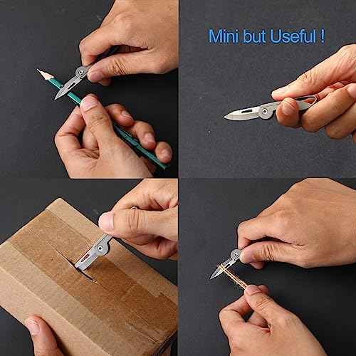 Titanium Alloy Small Keychain Knife, Mini Folding Pocket Knife, EDC Box Cutter, Small Gift for Women Men (Titanium Alloy Handle/440C Steel Blade)