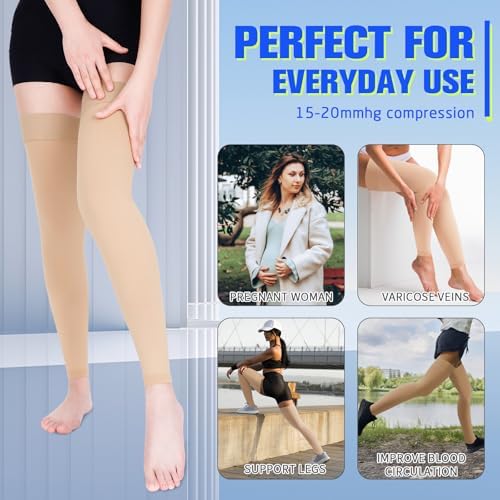Compression Stockings for Women & Men, 15-20 mmHg Thigh High Compression socks, Medical Graduated Compression Support for Edema, Varicose Veins, Swelling