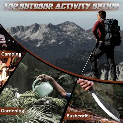 Golden Bird Parang Machete Knife - 9.5 Inch Heavy Duty Machete for Cutting Trees, Gardening, Bushcraft, Survival, Outdoor Hunting and Camping - Full Tang with Wooden Sheath - Yard Work Tool