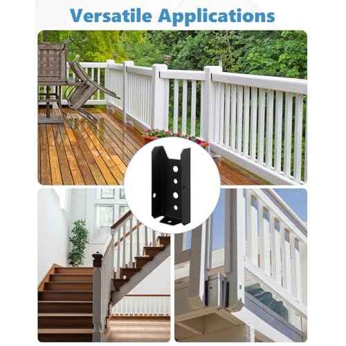 2x4 Fence Brackets for Wood Rail, 80 Pack Black Deck Railing Brackets for 2¡± X 4¡± Wood Post, Thickness 1.2mm(18 Gauge) Fence Bracket, Screws Not Included