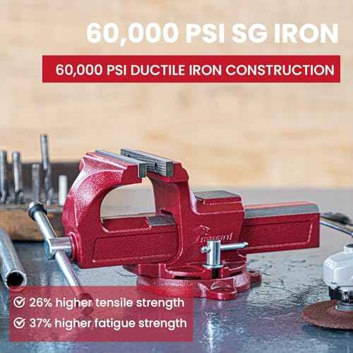 Forward 1305 5 Inch Home Vise Ductile Iron 5" Bench Vise Homeowner's Vice with Anvil and Swivel Base