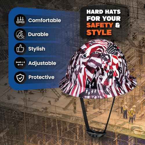 ACERPAL Full Brim Non-Vented Tattoo/Skull Design Matte Finish OSHA Hard Hat with 6-Point Suspension