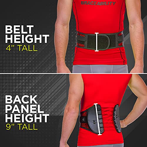 BraceAbility Spine Sport Lower Back Brace - Working Out, Exercise, Run, Kayak, Golf, Gym, Manual Labor, Tennis, Athletic Lumbar Corset for Active Women and Men (2XL)