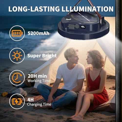 5000LM Flashlight Portable LED Camping Lantern Rechargeable Light 30W with Magnet , IPX4 Waterproof Tent Lights Power Failure Emergency Survival Kits Snowstorm