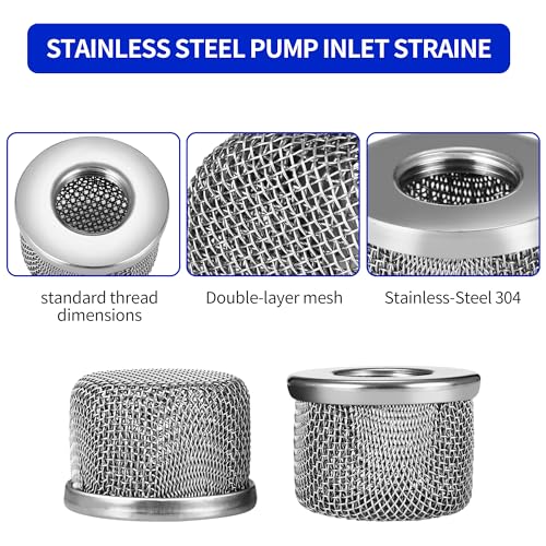 181072 Pump Inlet Strainer Screen Filter for Graco Airless Paint Sprayers 695, 795, 1095, 1595, 3900, 5900, 750, 1000, 1500 Suction Hose, 1" NPT Thread, Double Layer Screen
