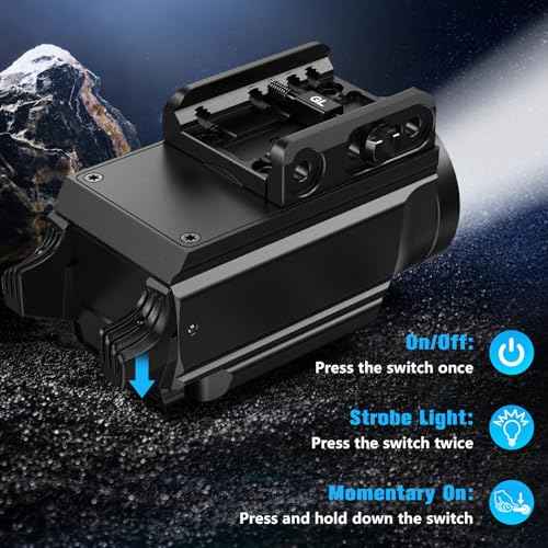 1000 Lumens Pistol Light Green Beam Combo, Strobe Memory Function Compact Weapon Light with Adjustable Picatinny or GL Rail, USB Rechargeable Aluminum Tactical Flashlight, Battery Included
