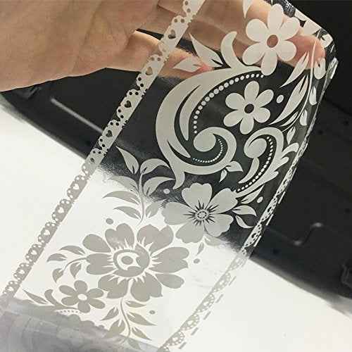 White Lace Transparent Removable Wallpaper Border Shop Display Window Sticker Bathroom Mirror Decor Rustic Floral