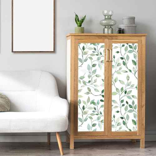 Modern Blue and Sage Green Leaf Peel and Stick Wallpaper Botanical Design Removable Self Adhesive Vinyl Contact Paper for Bathroom Waterproof Cabinets and Farmhouse Wallpaper 17.7" x 70.8"